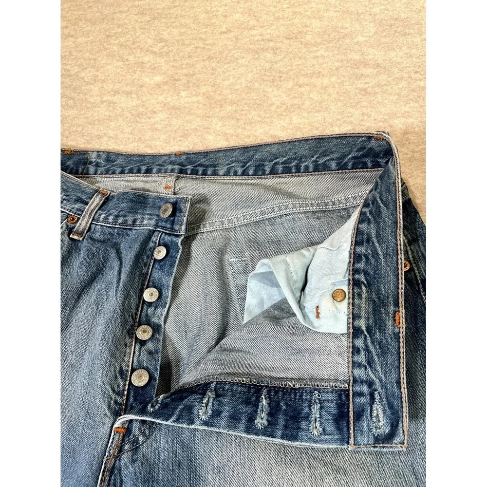 Levis 501 Original Fit Straight Jeans Mens‎ 36x34 Blue Denim Cotton Medium Wash